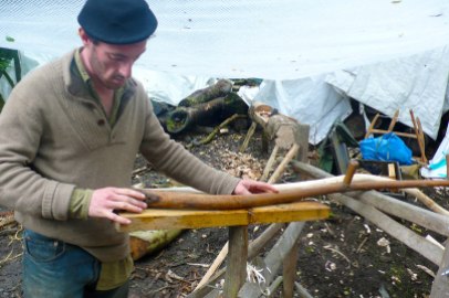 Thomas Branton leads a wood crafts workshop.