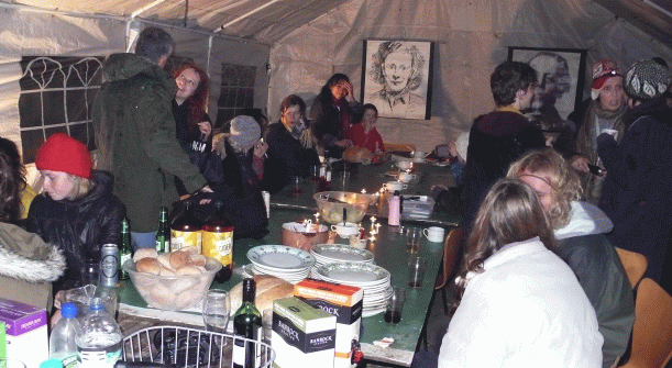 Barbecue in the marquee, Autumn School 2013
